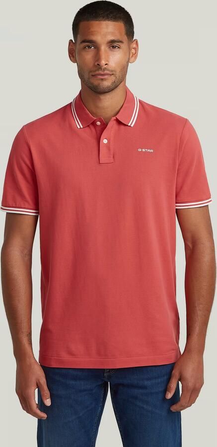 G-Star RAW Chest Logo Striped Polo Rood Heren - Foto 7
