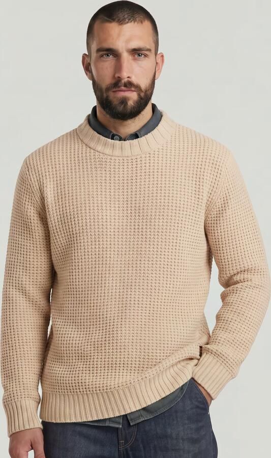 G-Star Raw Wollen pullover met structuurmotief model 'Chunky' - Foto 5