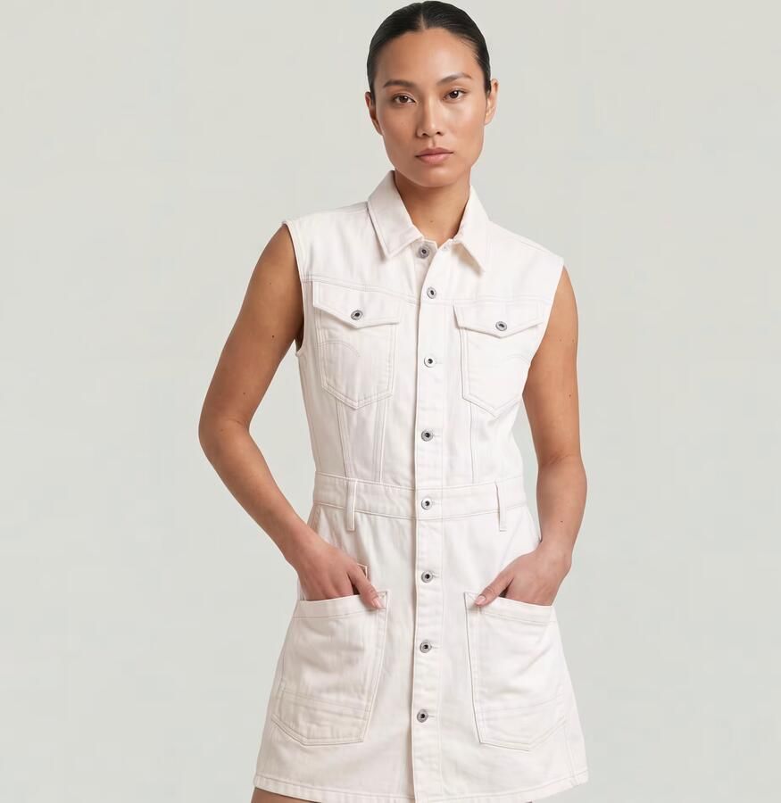 G-Star RAW Cinch Jurk Wit Dames - Foto 3