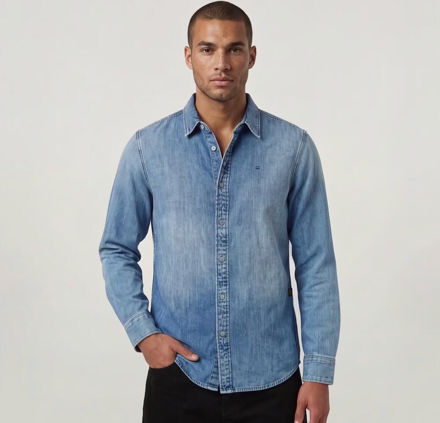 G-Star Raw Overhemd Lange Mouw D27681-D252-H954 FADED BLUE KYANITE