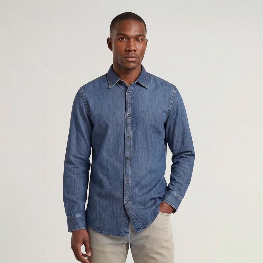 G-Star RAW Clean Slim Shirt Midden blauw Heren - Foto 3