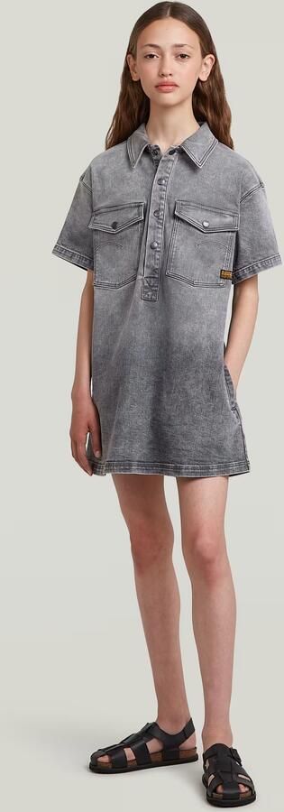 G-Star RAW Collar Denim Blousejurk Meisjes Grijs meisjes - Foto 4