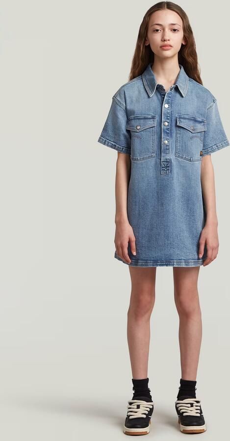 G-Star RAW Collar Denim Blousejurk Meisjes Lichtblauw meisjes - Foto 3
