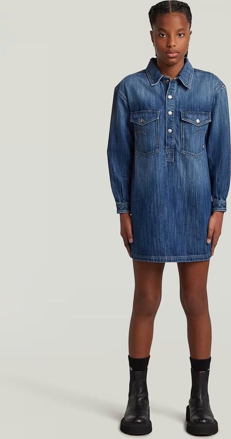 G-Star RAW Collar Denim Blousejurk Meisjes Midden blauw meisjes - Foto 2