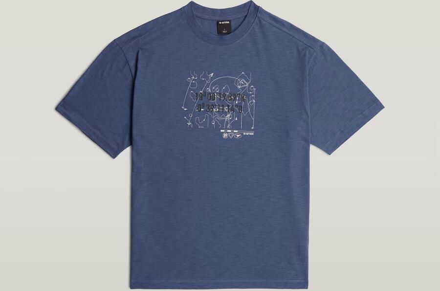 G-Star RAW Coord Graphic Relaxed T-Shirt Midden blauw Heren