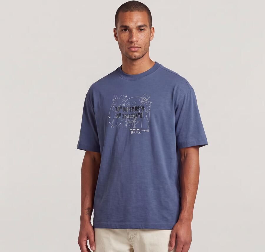 G-Star RAW Coord Graphic Relaxed T-Shirt Midden blauw Heren - Foto 3