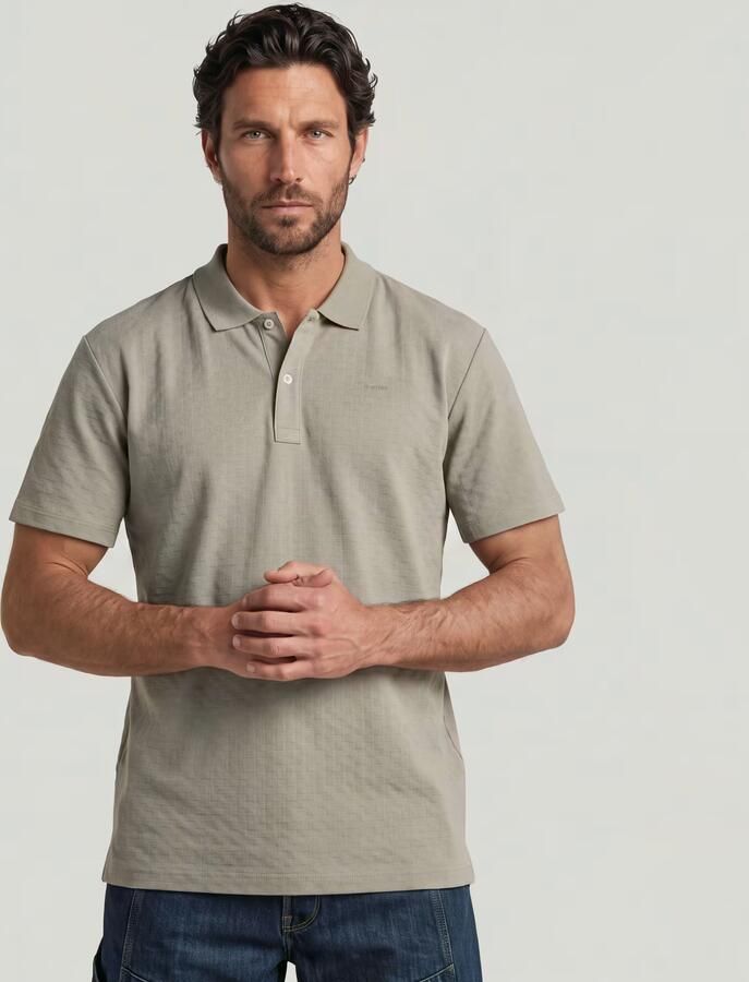 G-Star RAW Core Regular Jacquard Polo Beige Heren - Foto 6