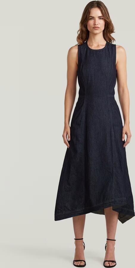 G-Star RAW Corset Flare Denim Jurk Donkerblauw Dames