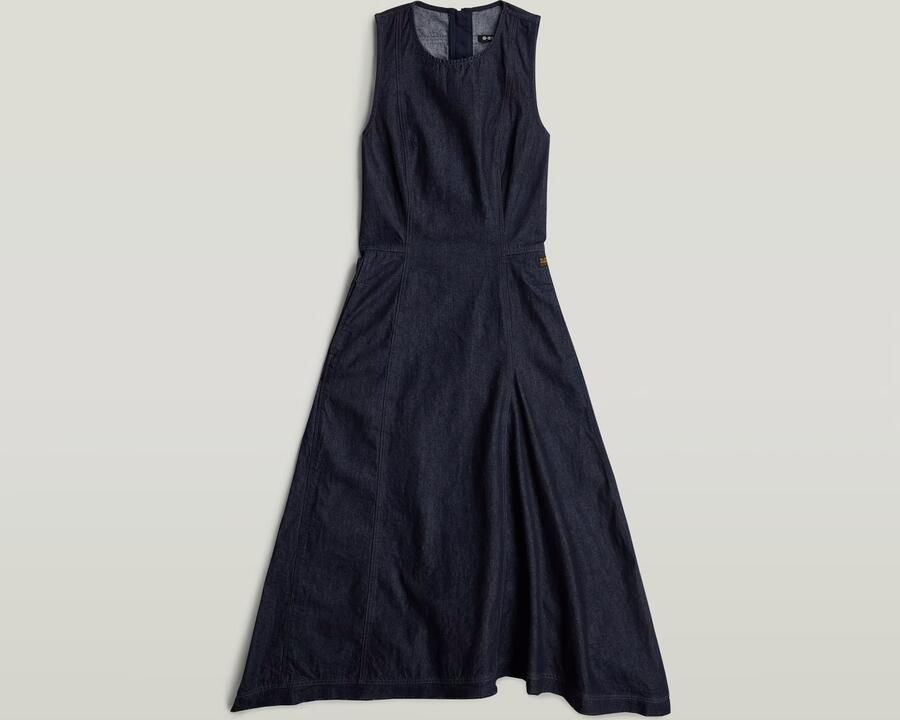 G-Star RAW Corset Flare Denim Jurk Donkerblauw Dames - Foto 4