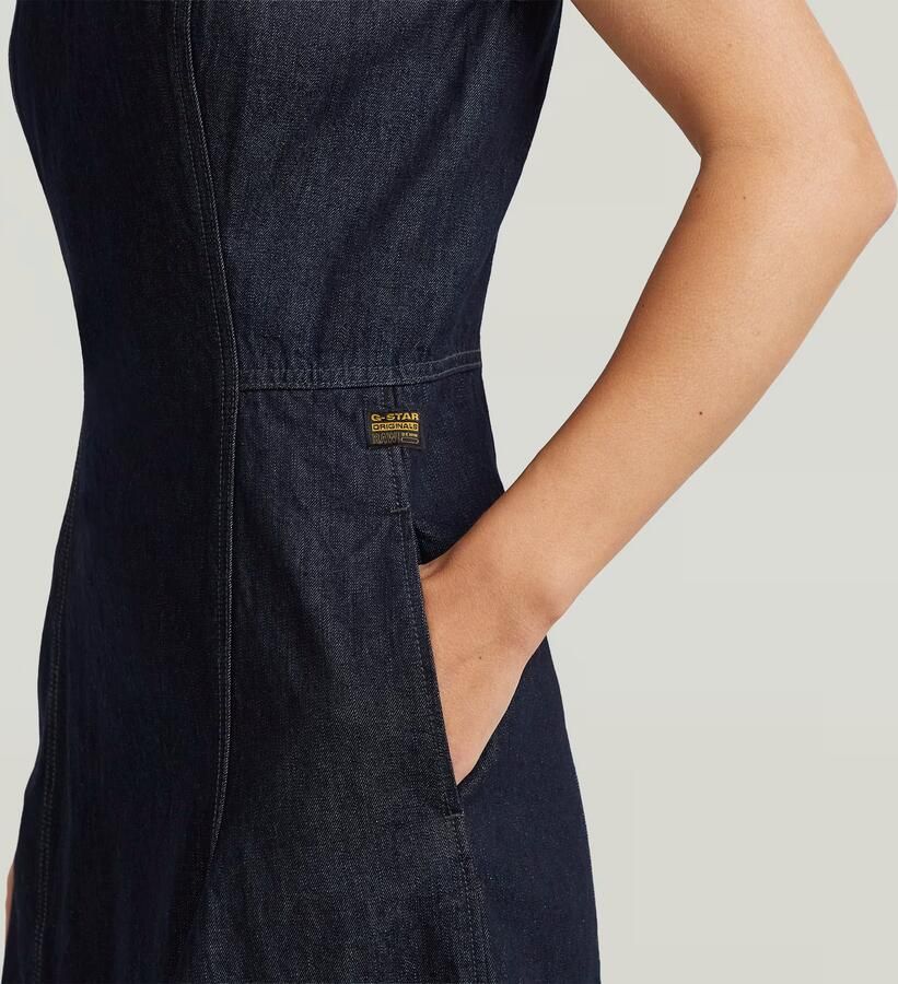 G-Star RAW Corset Flare Denim Jurk Donkerblauw Dames - Foto 3
