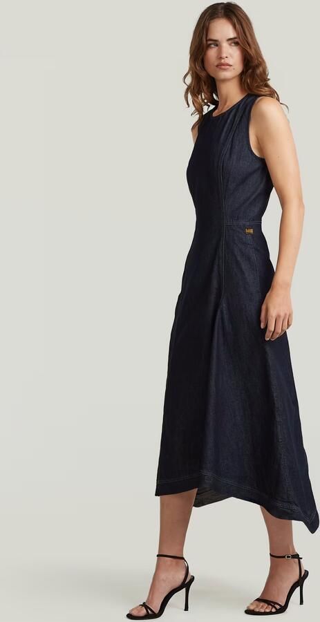 G-Star RAW Corset Flare Denim Jurk Donkerblauw Dames - Foto 5