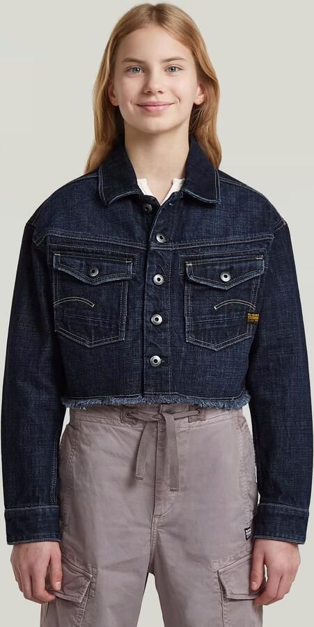 G-Star RAW Cropped Denim Jack voor meisjes Donkerblauw meisjes