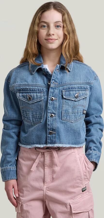 G-Star RAW Cropped Denim Jack voor meisjes Lichtblauw meisjes