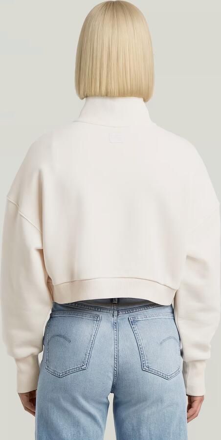 G-Star RAW Cropped Half Zip Loose Sweater Wit Dames - Foto 4