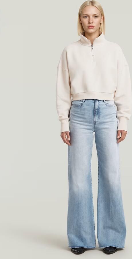 G-Star RAW Cropped Half Zip Loose Sweater Wit Dames - Foto 3