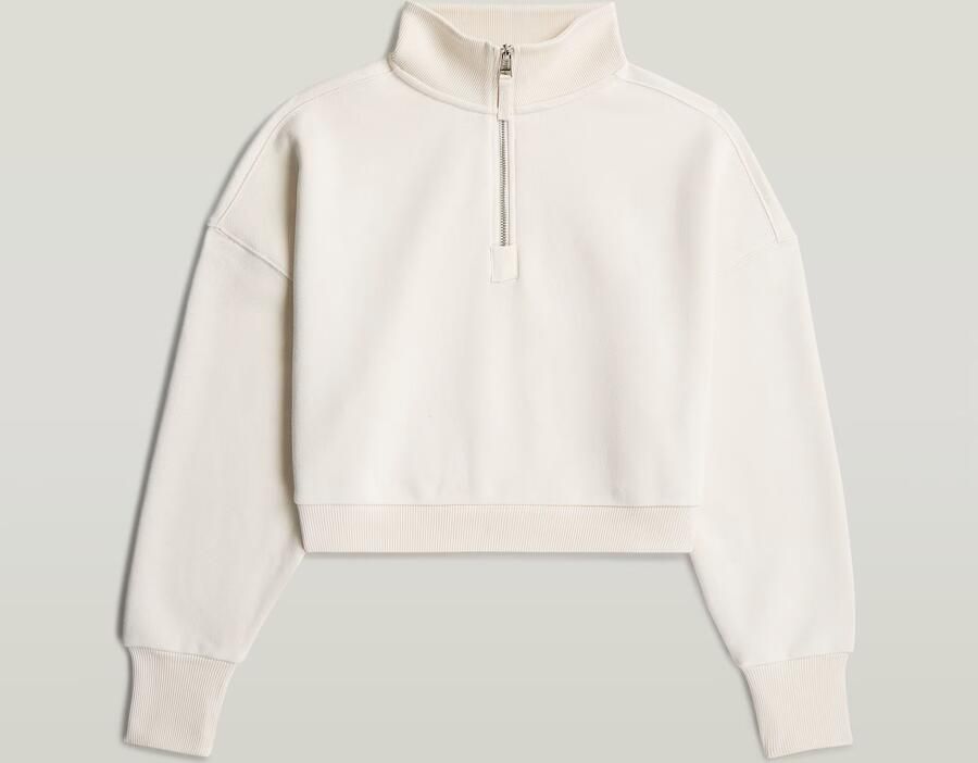 G-Star RAW Cropped Half Zip Loose Sweater Wit Dames - Foto 2