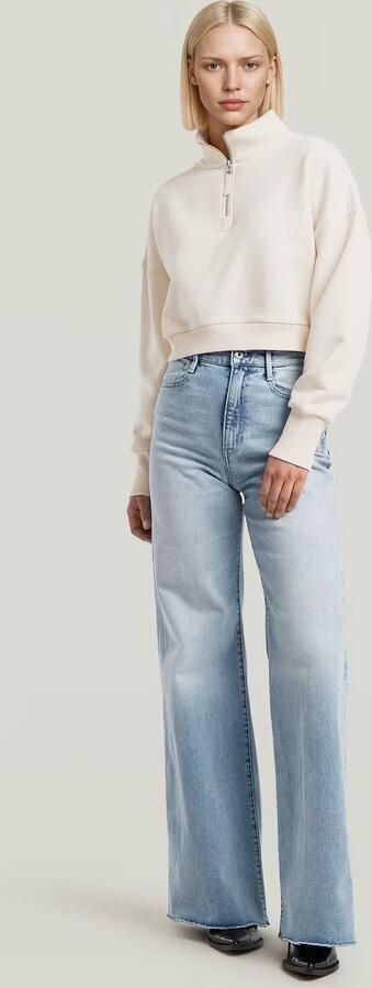 G-Star RAW Cropped Half Zip Loose Sweater Wit Dames - Foto 6