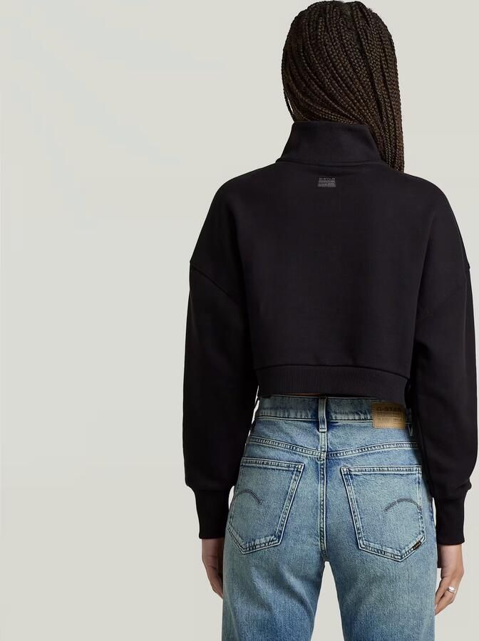 G-Star RAW Cropped Half Zip Loose Sweater Zwart Dames - Foto 3
