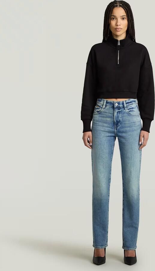 G-Star RAW Cropped Half Zip Loose Sweater Zwart Dames - Foto 5