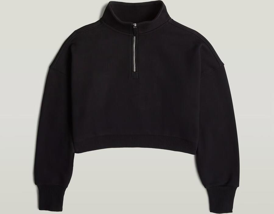 G-Star RAW Cropped Half Zip Loose Sweater Zwart Dames - Foto 2