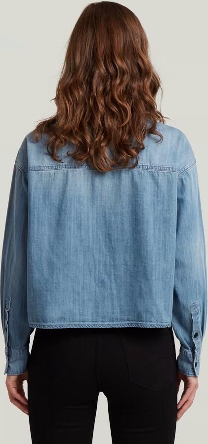 G-Star RAW Cropped Relaxed Overhemd Midden blauw Dames - Foto 5