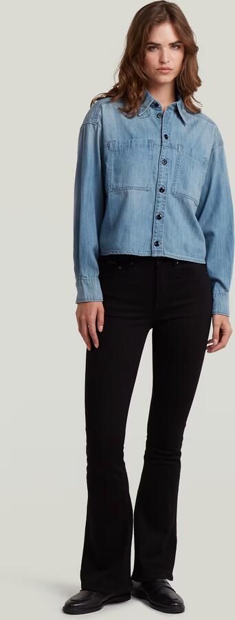 G-Star RAW Cropped Relaxed Overhemd Midden blauw Dames - Foto 6