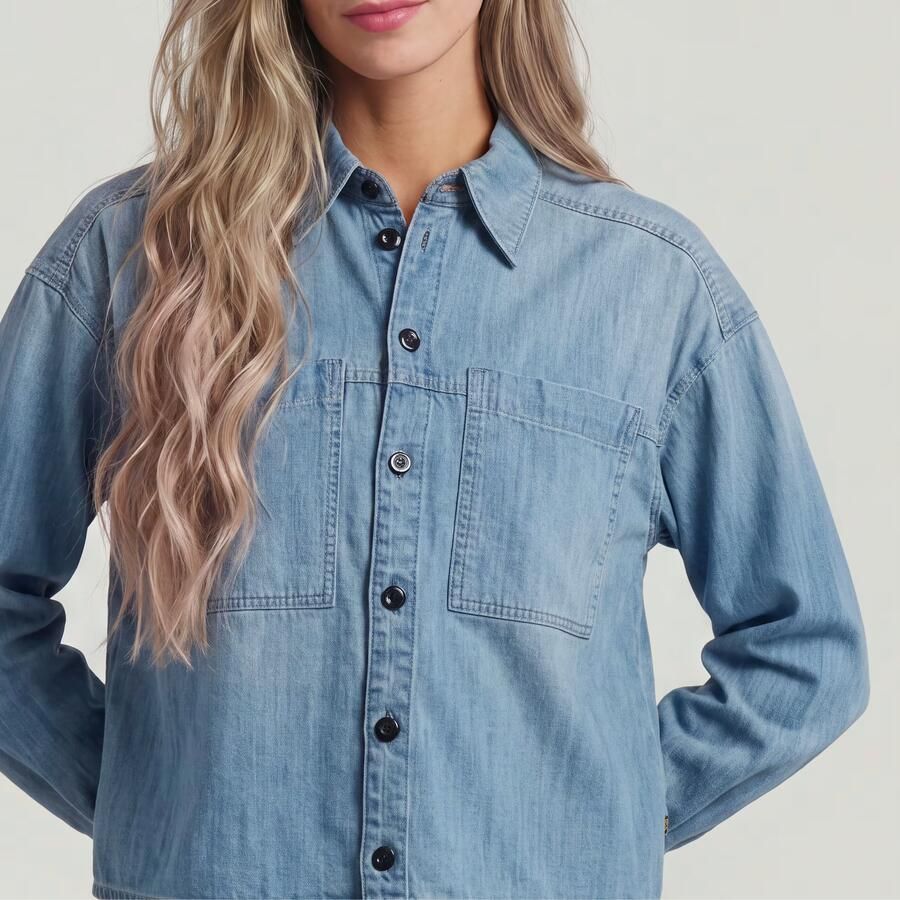G-Star RAW Cropped Relaxed Overhemd Midden blauw Dames - Foto 3