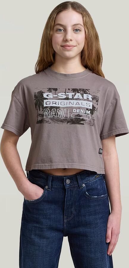 G-Star RAW Cropped Relaxed T-Shirt voor meisjes Grijs meisjes