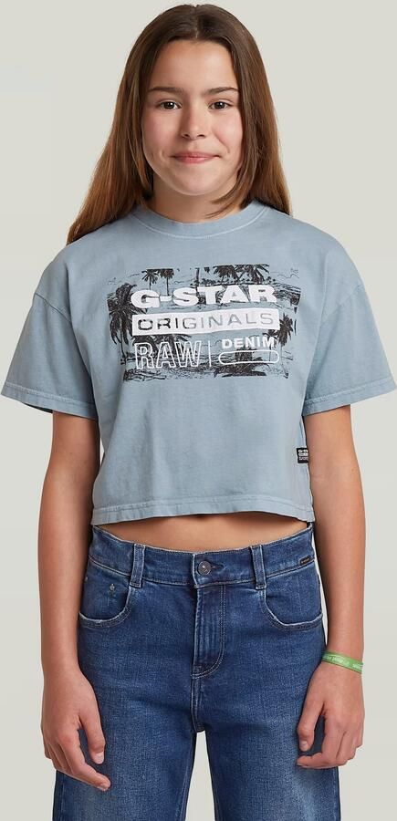 G-Star RAW Cropped Relaxed T-Shirt voor meisjes Lichtblauw meisjes