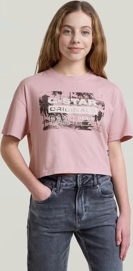 G-Star RAW Cropped Relaxed T-Shirt voor meisjes Roze meisjes