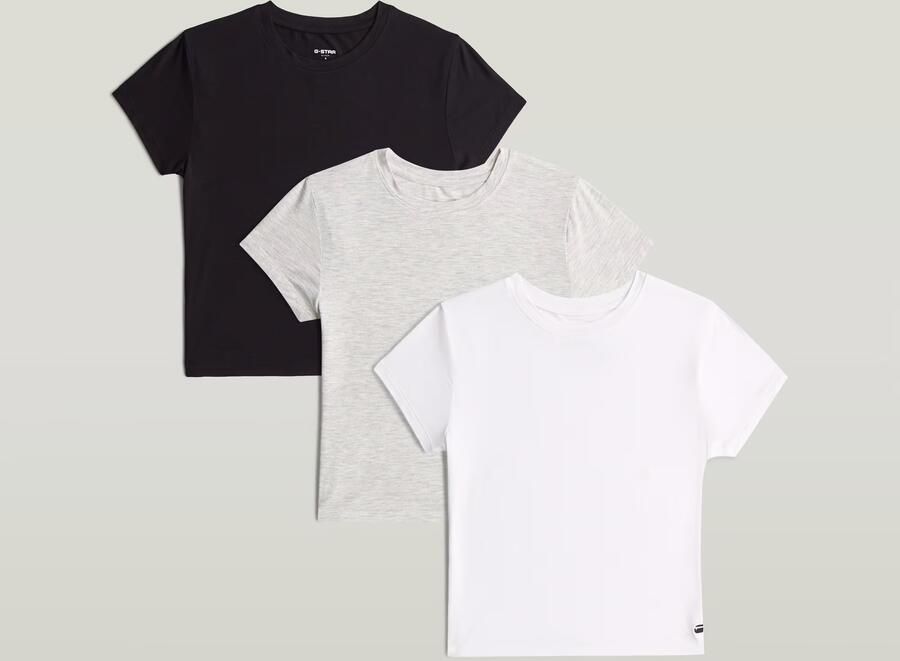 G-Star RAW T-shirt SERPENTINE 3 PACK BABY TEES met ronde hals figuuraccentuerend (set 3-delig)