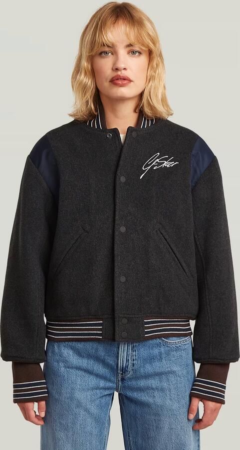 G-Star RAW Cropped Varsity Bomberjack Grijs Dames