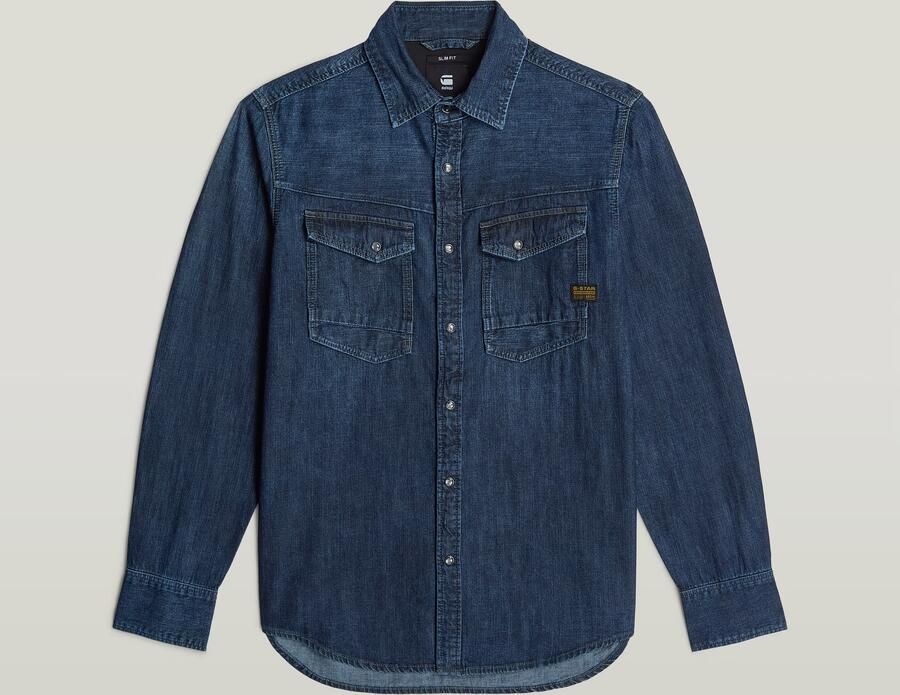 G-Star Raw Overhemd Lange Mouw D23616-D252 SLIM DENIM-G133 WORN IN DEEP SEA - Foto 9