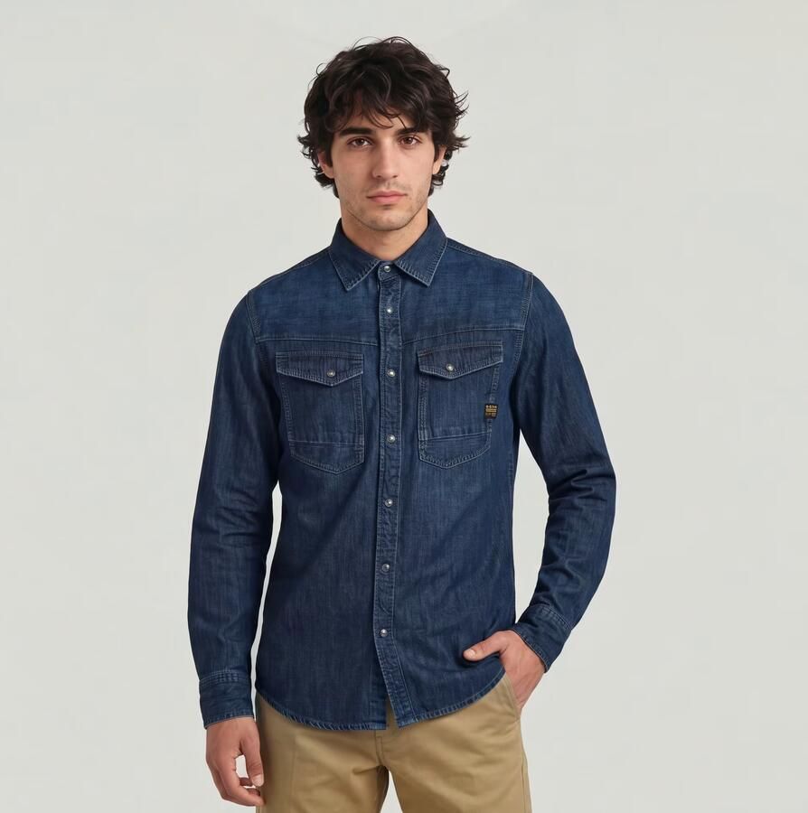 G-Star Raw Overhemd Lange Mouw D23616-D252 SLIM DENIM-G133 WORN IN DEEP SEA - Foto 6
