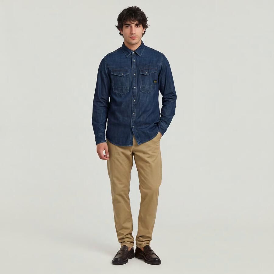 G-Star Raw Overhemd Lange Mouw D23616-D252 SLIM DENIM-G133 WORN IN DEEP SEA - Foto 4