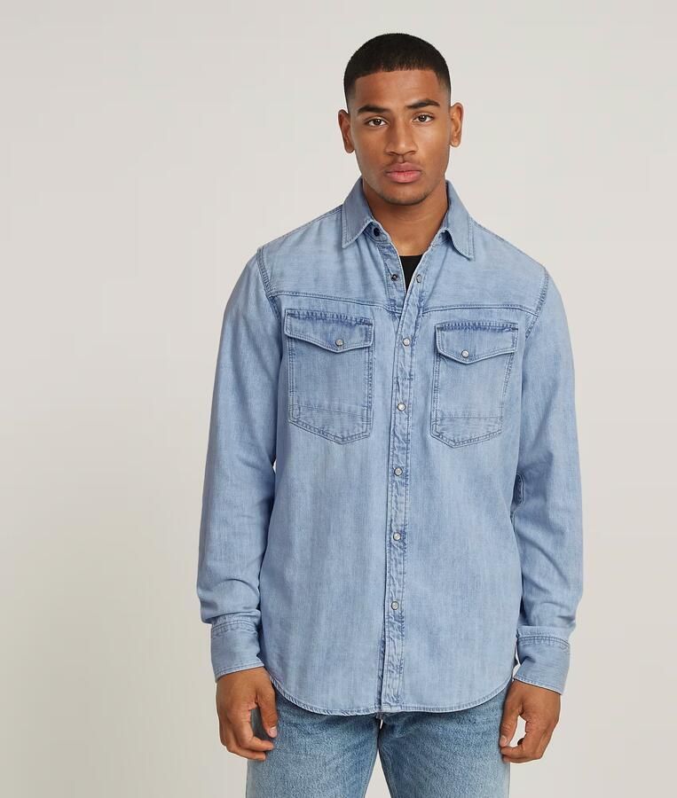 G-Star Raw Overhemd Lange Mouw D23616-D252 SLIM DENIM-G342 SUN FADED BLUE MIST - Foto 10