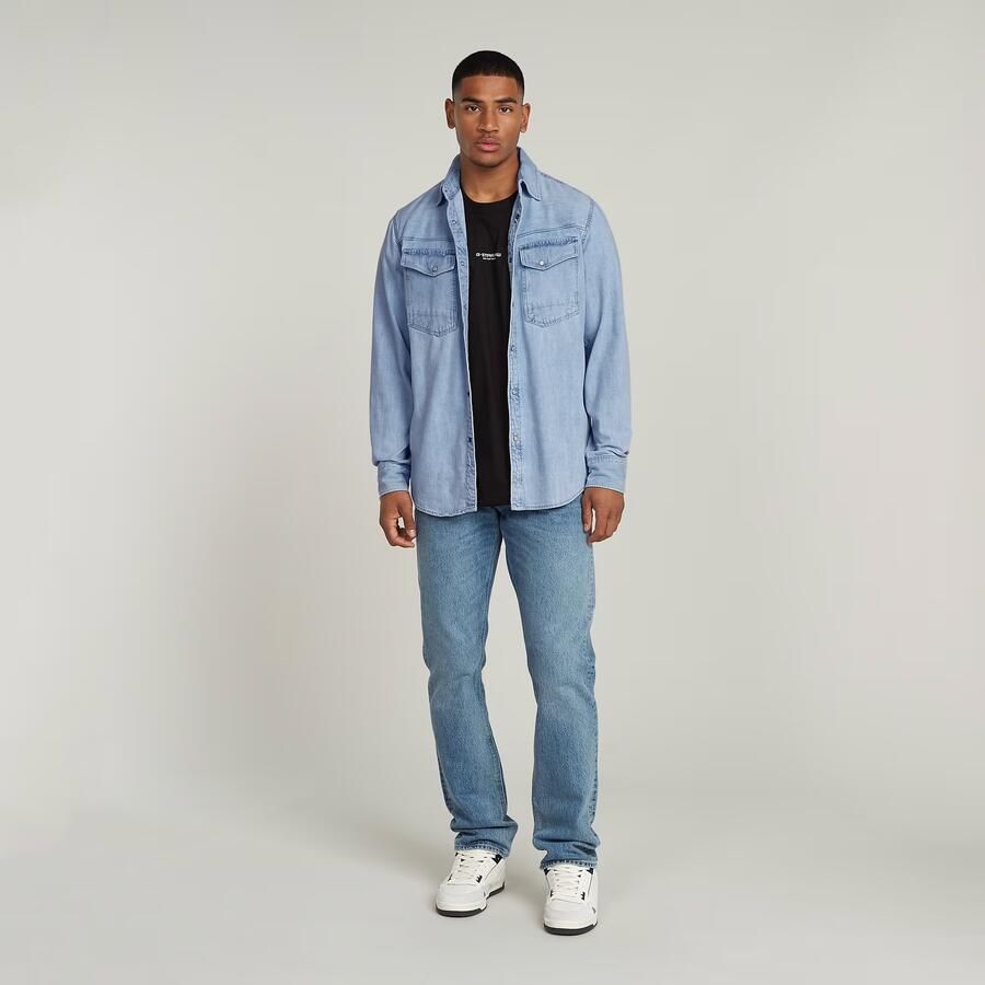 G-Star Raw Overhemd Lange Mouw D23616-D252 SLIM DENIM-G342 SUN FADED BLUE MIST - Foto 11