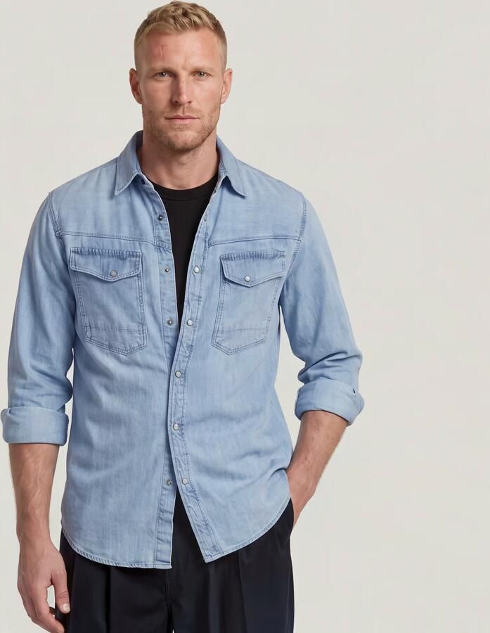 G-Star Raw Overhemd Lange Mouw D23616-D252 SLIM DENIM-G342 SUN FADED BLUE MIST - Foto 16