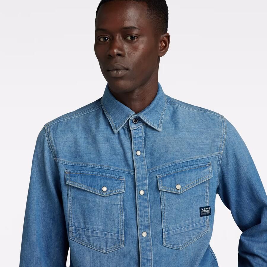 G-Star Raw Overhemd Lange Mouw D23616-D252 SLIM DENIM-D891 FADED CRICKET - Foto 5