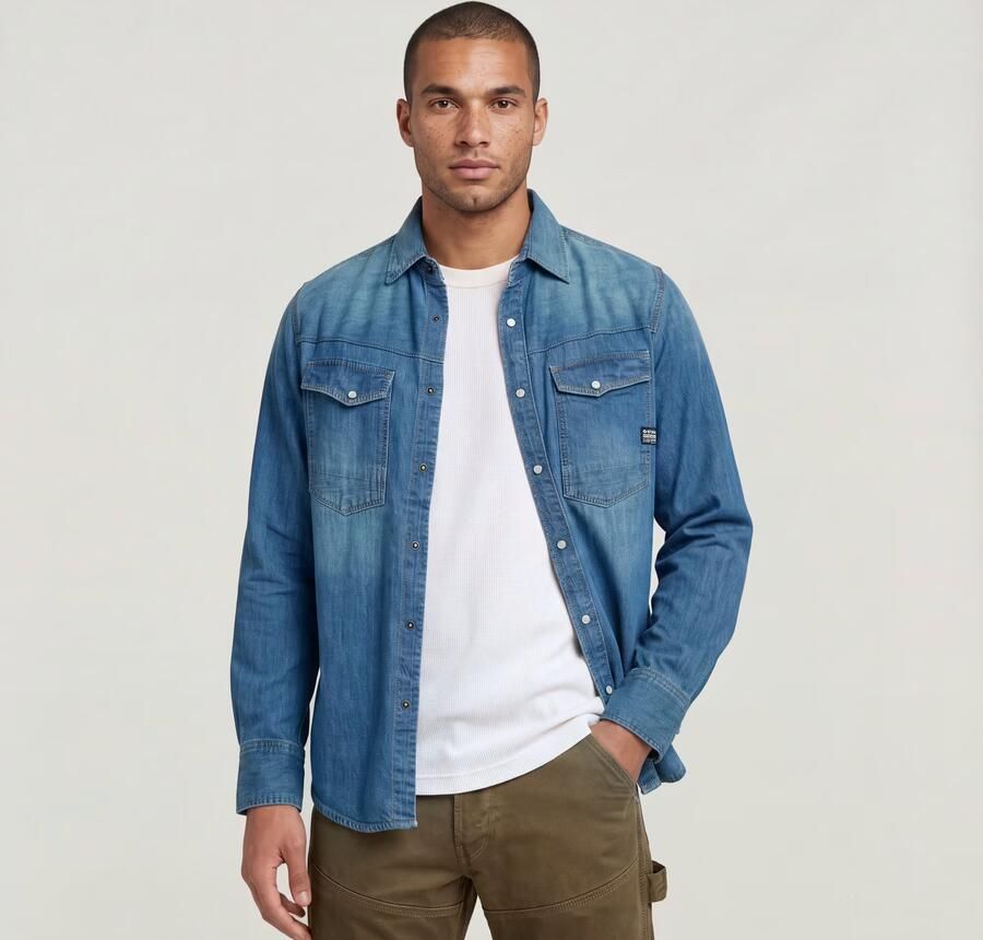 G-Star Raw Overhemd Lange Mouw D23616-D252 SLIM DENIM-D891 FADED CRICKET - Foto 9