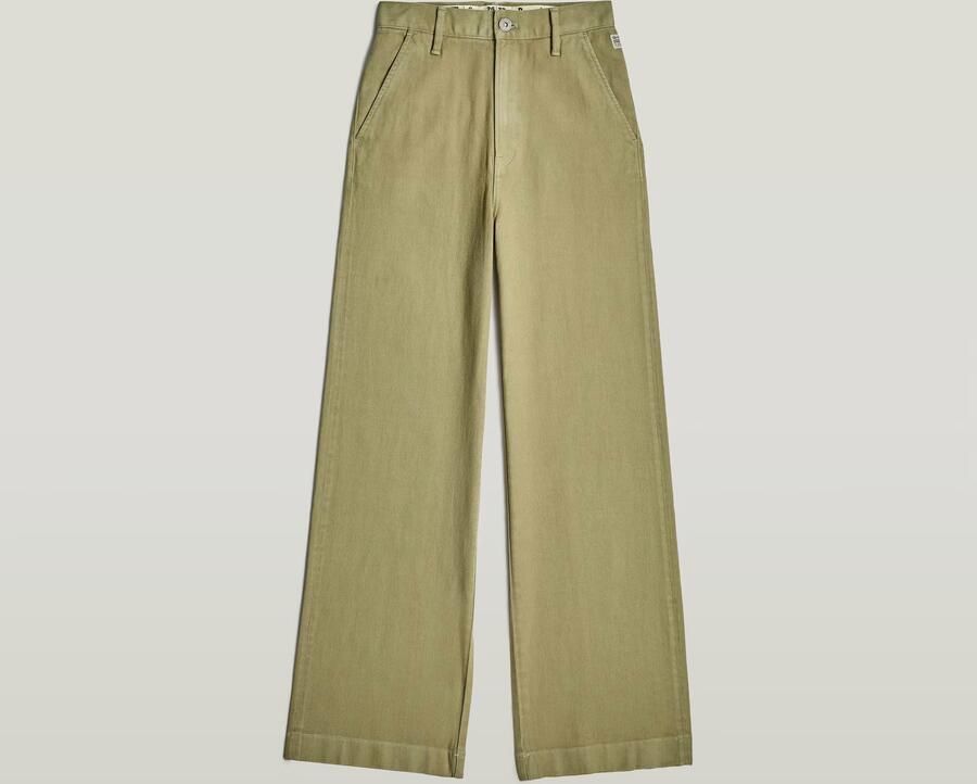 G-STAR wide leg high waist casual broek lichtkaki - Foto 9