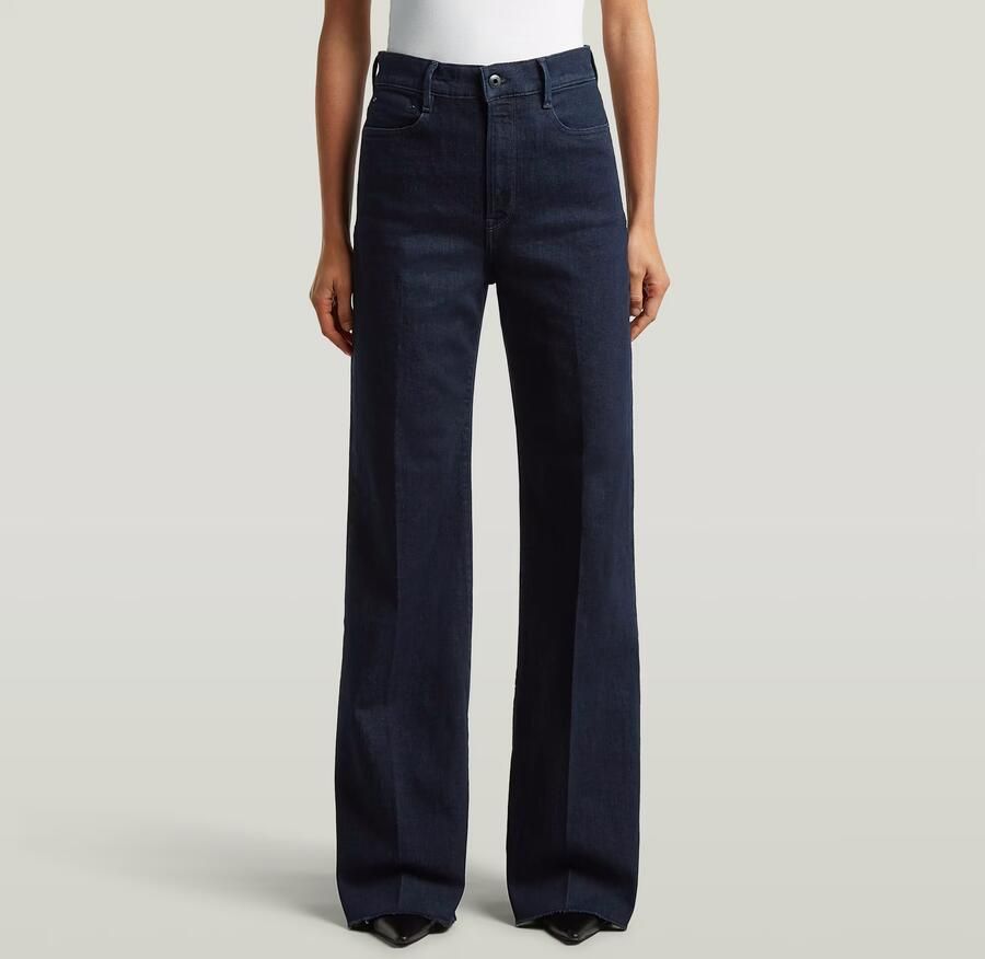 G-Star RAW Deck Ultra High Wide Leg Jeans Donkerblauw Dames