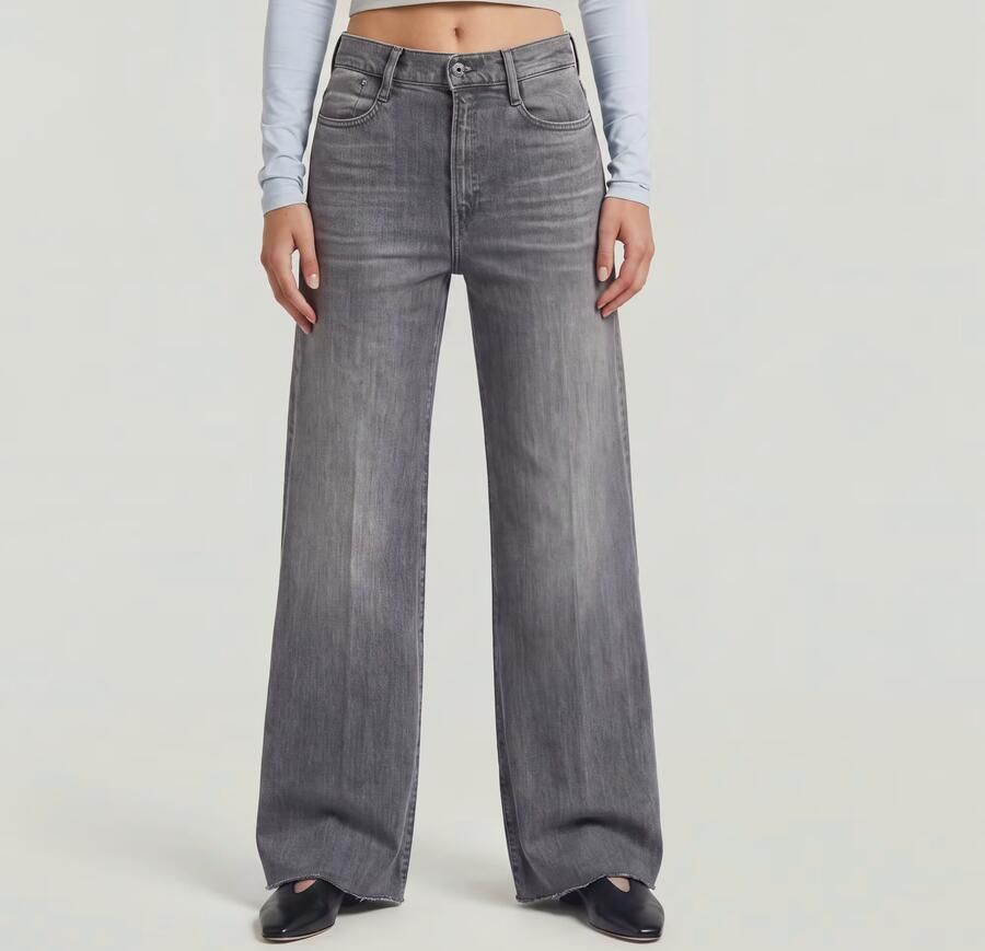 G-Star RAW Deck Ultra High Wide Leg Jeans Grijs Dames - Foto 4