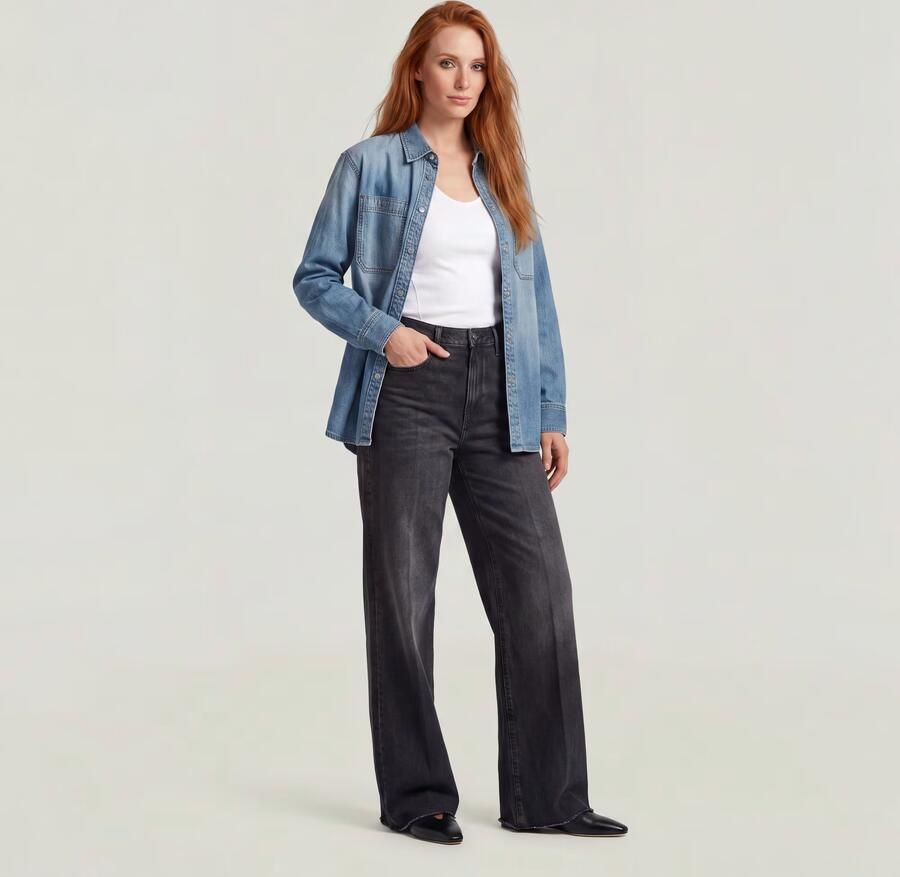 G-Star RAW Deck Ultra High Wide Leg Jeans Grijs Dames - Foto 4