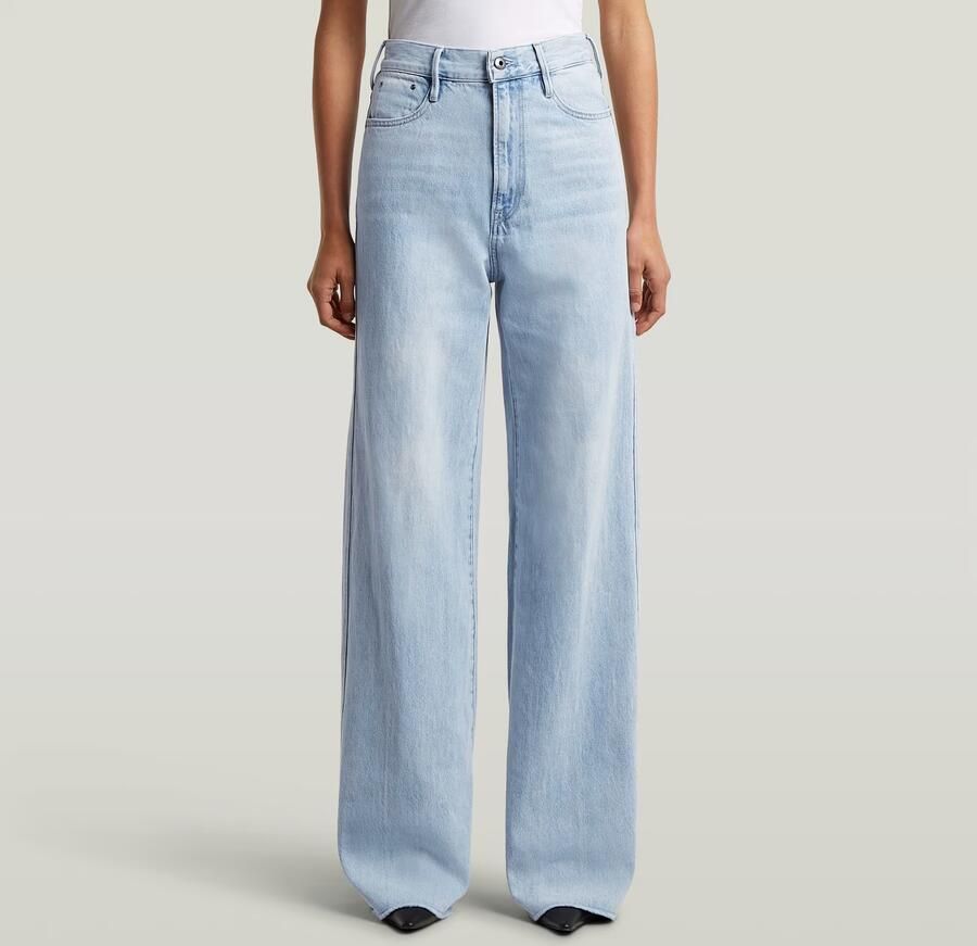 G-Star RAW Deck Ultra High Wide Leg Jeans Lichtblauw Dames