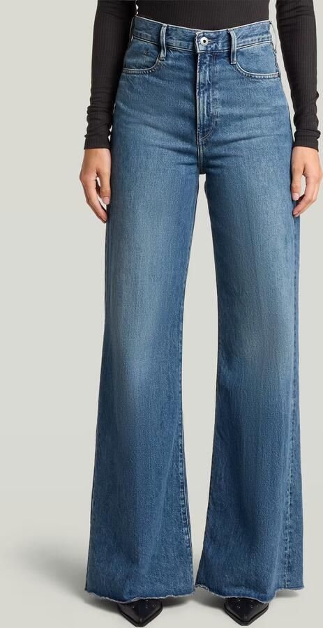 G-Star RAW Deck Ultra High Wide Leg Jeans Midden blauw Dames