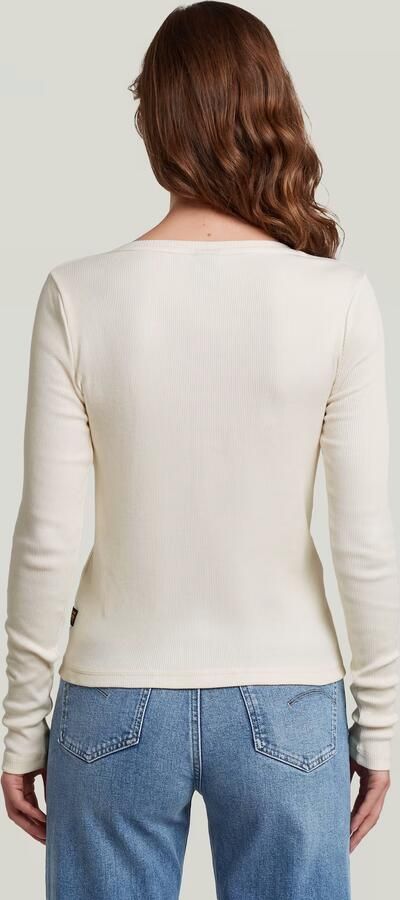 G-Star RAW Deep V Henley Slim T-Shirt Beige Dames - Foto 5