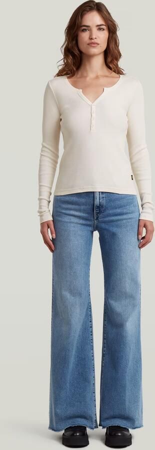 G-Star RAW Deep V Henley Slim T-Shirt Beige Dames - Foto 6