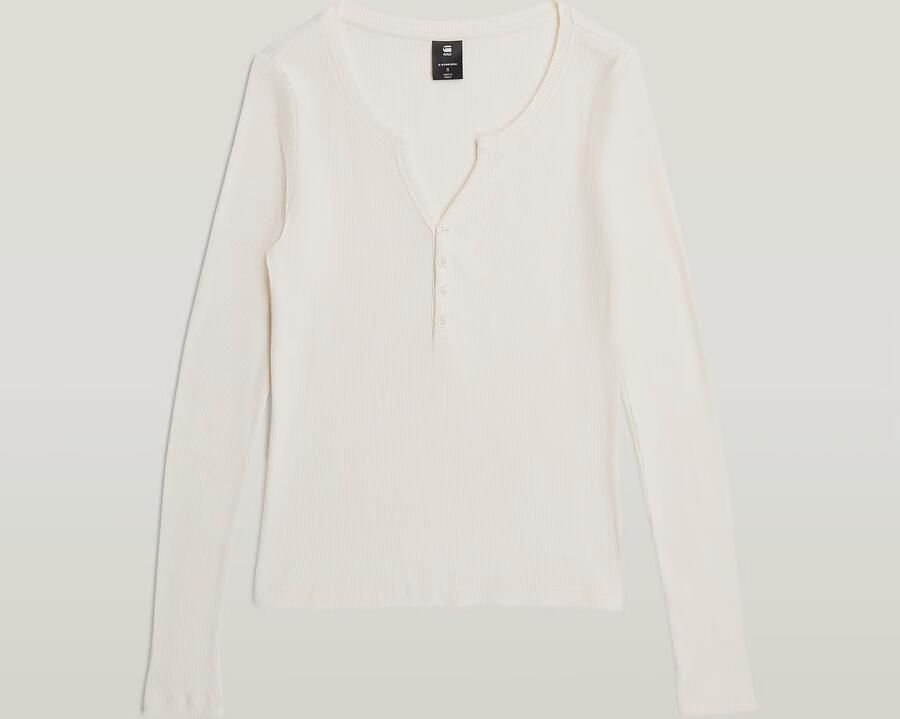 G-Star RAW Deep V Henley Slim T-Shirt Beige Dames - Foto 2