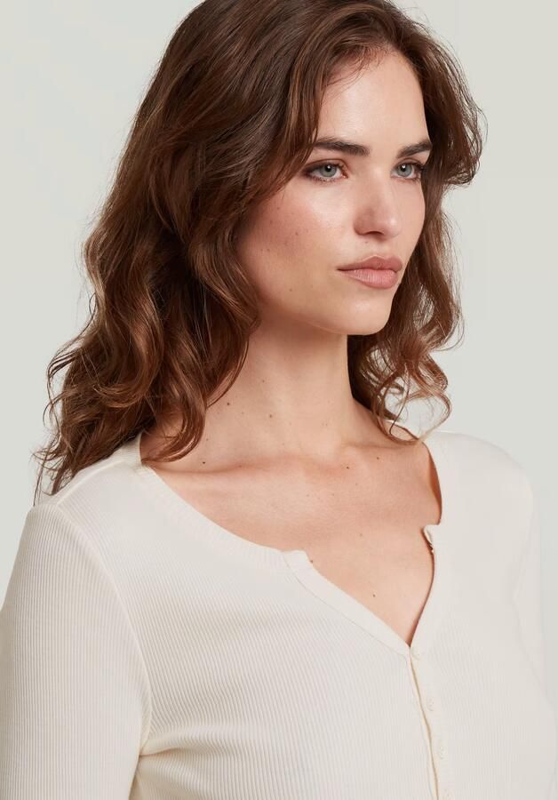 G-Star RAW Deep V Henley Slim T-Shirt Beige Dames - Foto 3